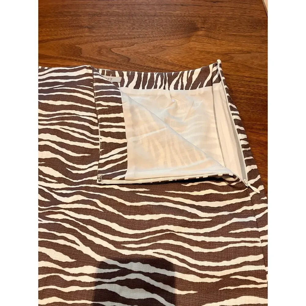 LOFT Zebra Print‎ Skirt Sz 6 ,NWT ,Brown White, Lined, Zipper, Straight, A-line